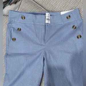 Loft Size 6 ankle pants blue & white stripes Brand New--